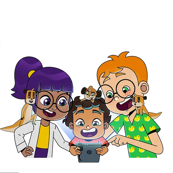 Happy children learning about health and wellness with TinyDocs interactive platform